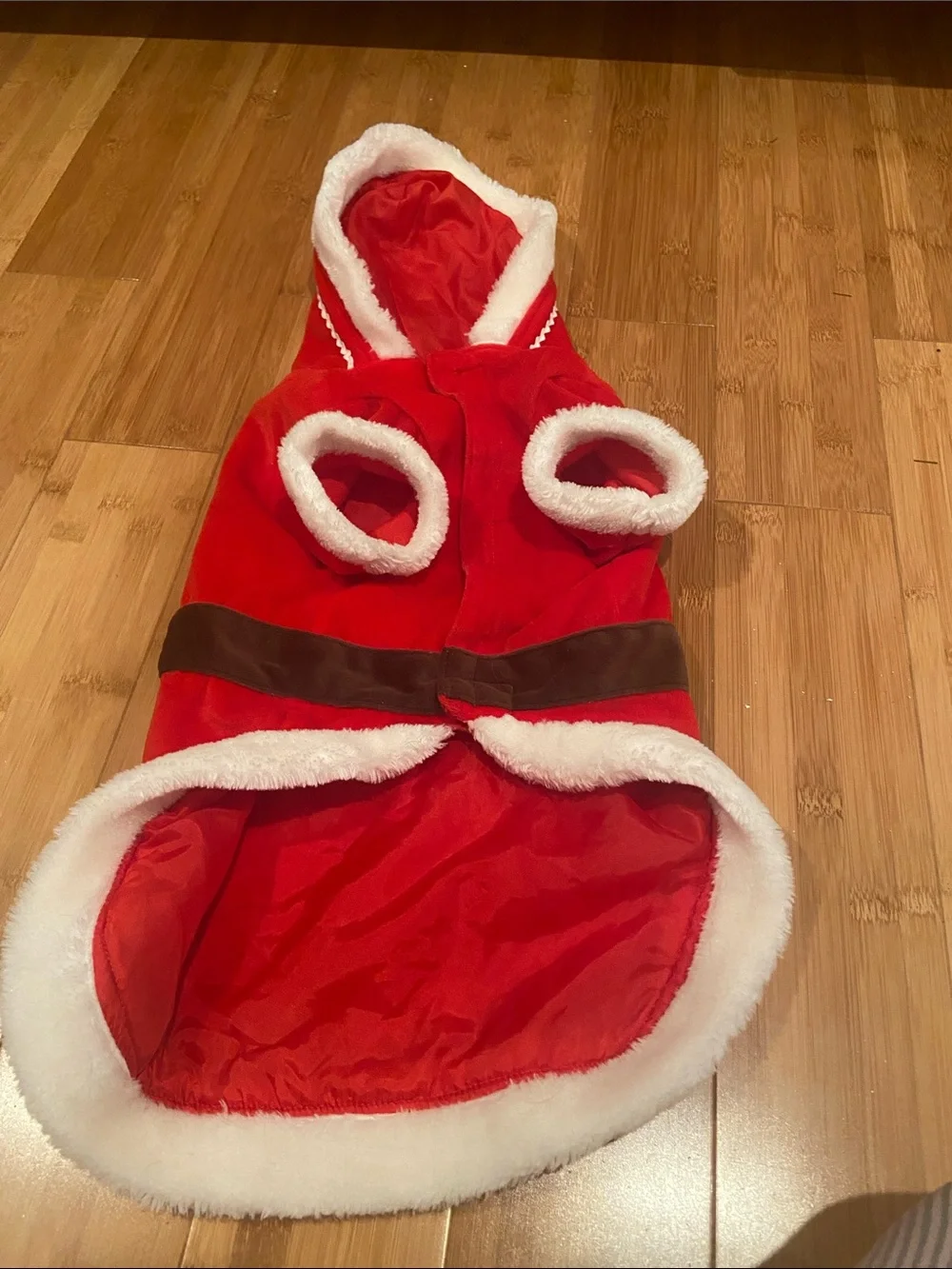 Dog Red Santa Costume Coat with White Trim